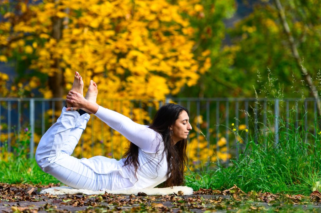 Yoga position by a young woman